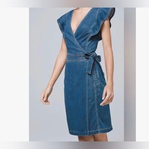 White House Black Market Denim Faux Wrap Dress size 2P